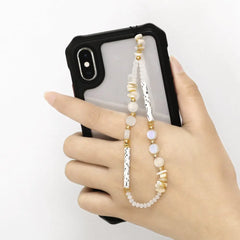 FLOLA Black Nature Stone Phone Charms for Mobile Phone Anti Lost