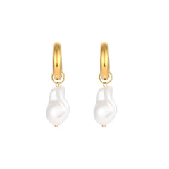 Chunky Hoop Waterdrop Earrings with Removable Pearl Charm